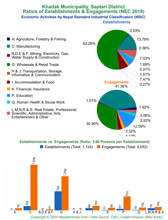 Economic Activities by NSIC Charts of Khadak Municipality