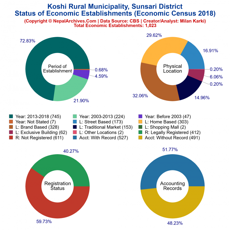 NEC 2018 Economic Establishments Charts of Koshi Rural Municipality