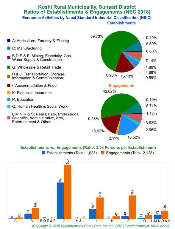Economic Activities by NSIC Charts of Koshi Rural Municipality