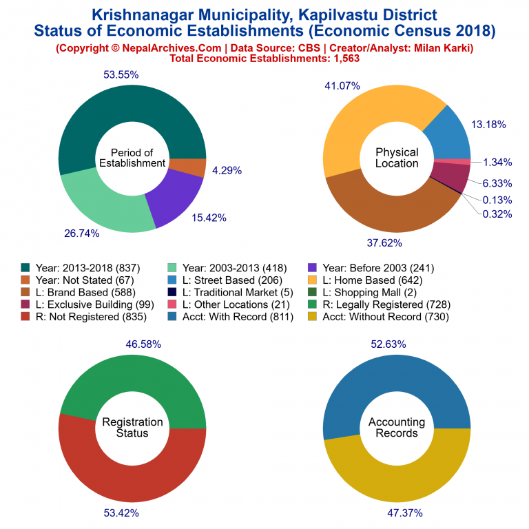 NEC 2018 Economic Establishments Charts of Krishnanagar Municipality