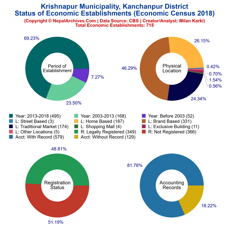 NEC 2018 Economic Establishments Charts of Krishnapur Municipality