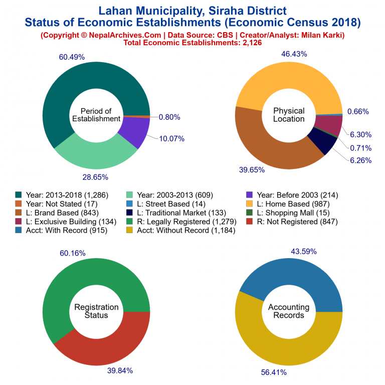 NEC 2018 Economic Establishments Charts of Lahan Municipality