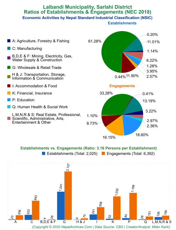 Economic Activities by NSIC Charts of Lalbandi Municipality