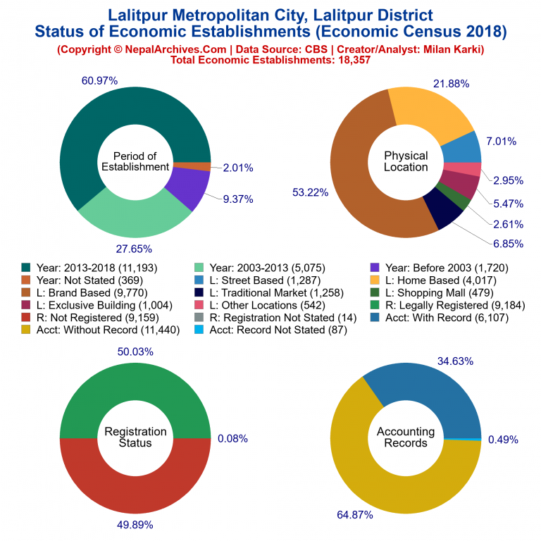 NEC 2018 Economic Establishments Charts of Lalitpur Metropolitan City