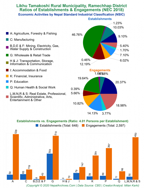Economic Activities by NSIC Charts of Likhu Tamakoshi Rural Municipality