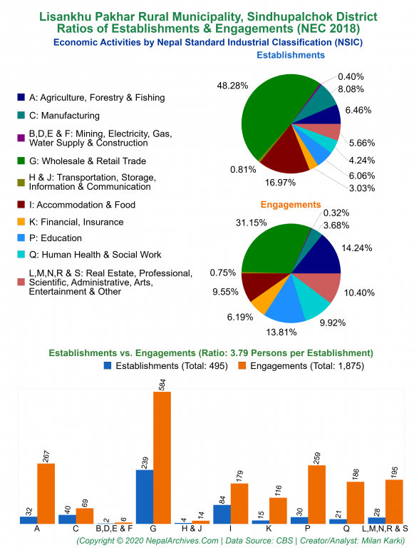 Economic Activities by NSIC Charts of Lisankhu Pakhar Rural Municipality