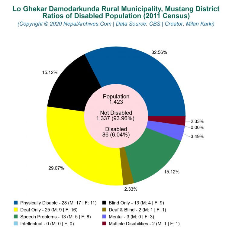 Disabled Population Charts of Lo Ghekar Damodarkunda Rural Municipality