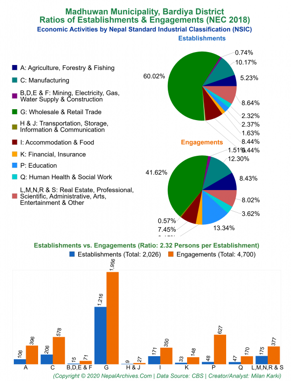 Economic Activities by NSIC Charts of Madhuwan Municipality