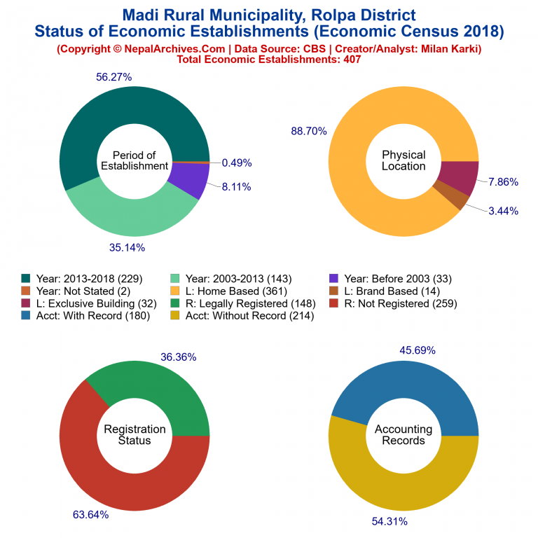 NEC 2018 Economic Establishments Charts of Madi Rural Municipality
