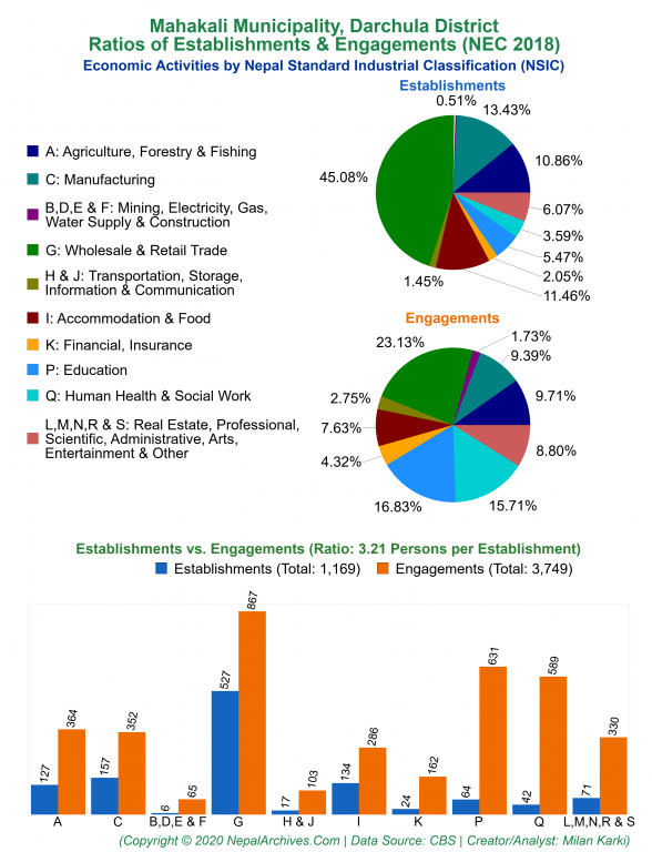 Economic Activities by NSIC Charts of Mahakali Municipality