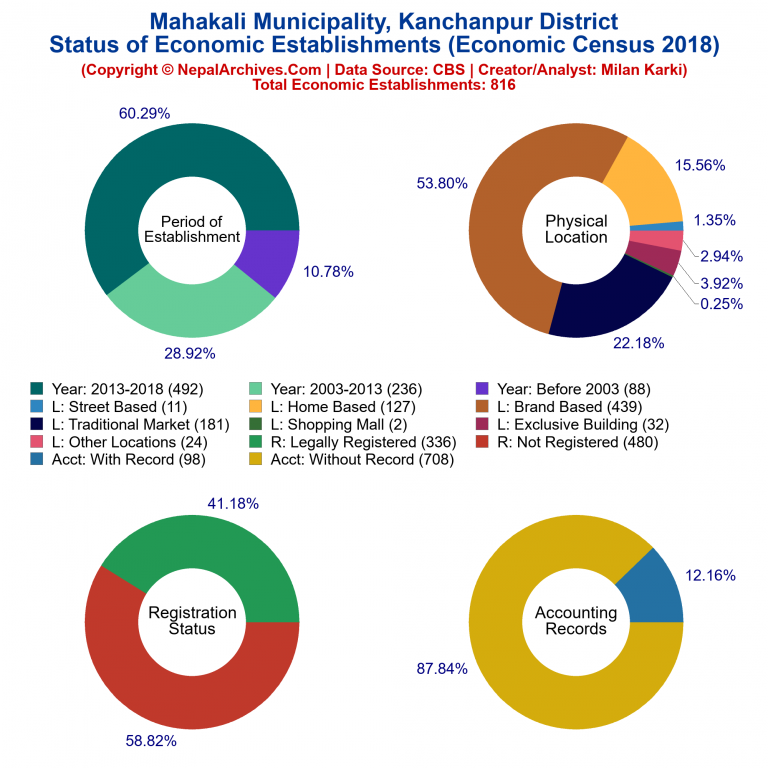 NEC 2018 Economic Establishments Charts of Mahakali Municipality