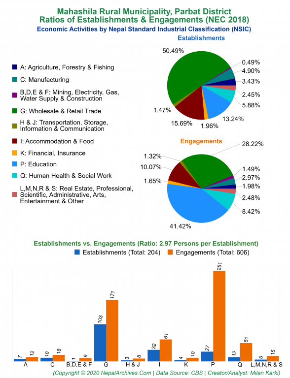 Economic Activities by NSIC Charts of Mahashila Rural Municipality