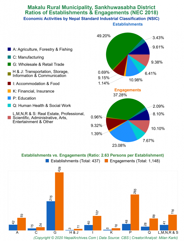 Economic Activities by NSIC Charts of Makalu Rural Municipality