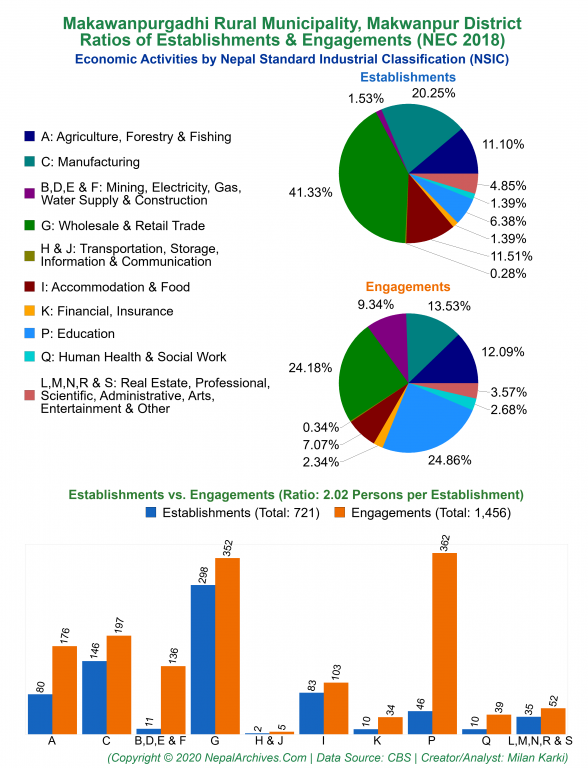 Economic Activities by NSIC Charts of Makawanpurgadhi Rural Municipality