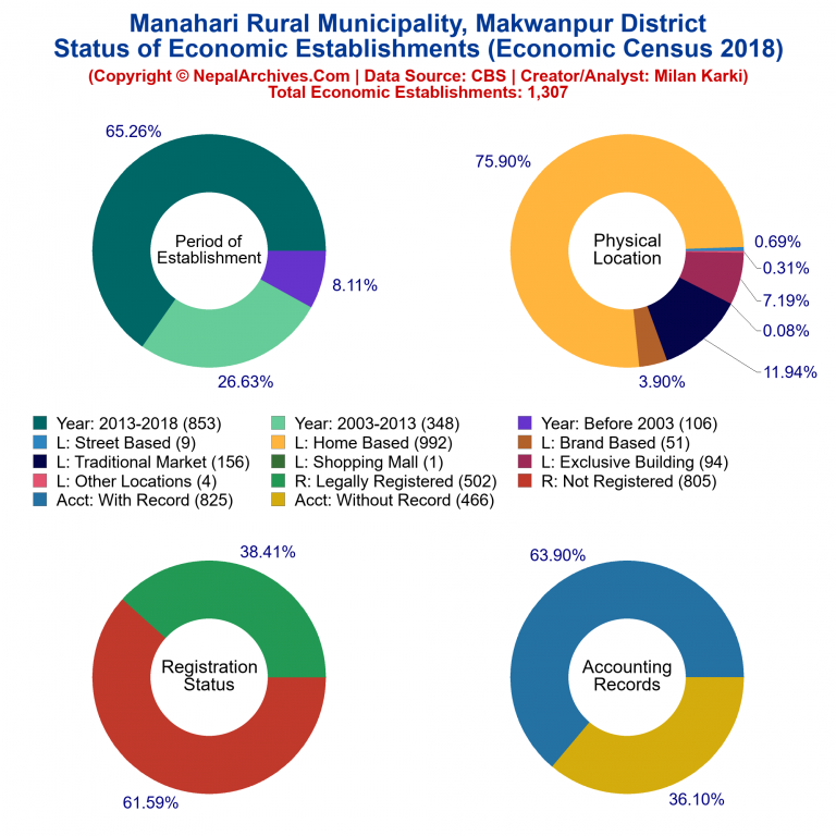 NEC 2018 Economic Establishments Charts of Manahari Rural Municipality