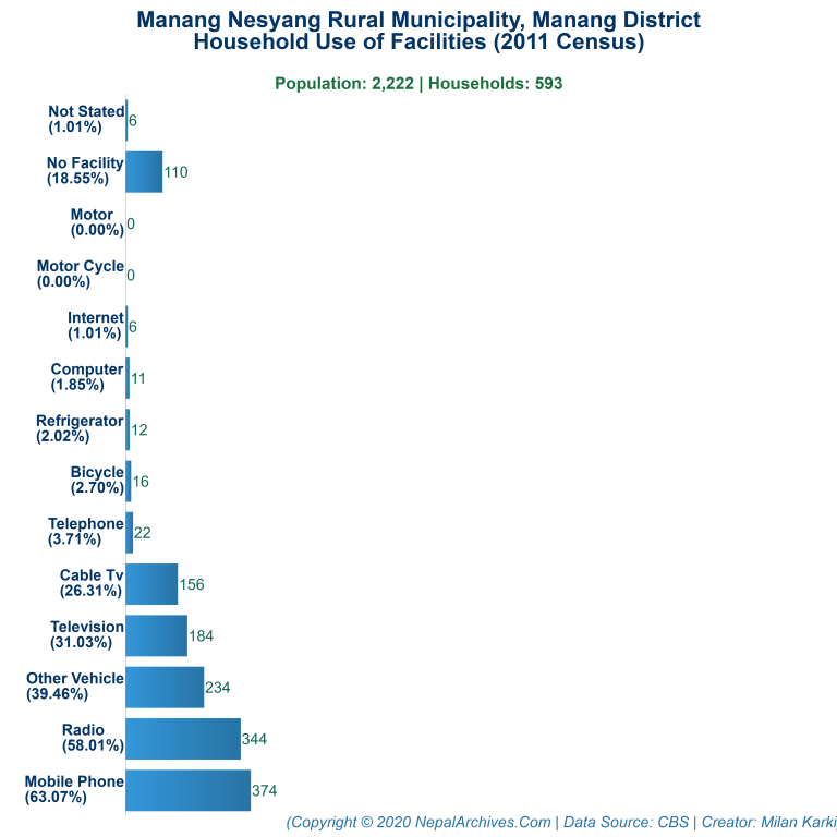 Household Facilities Bar Chart of Manang Nesyang Rural Municipality
