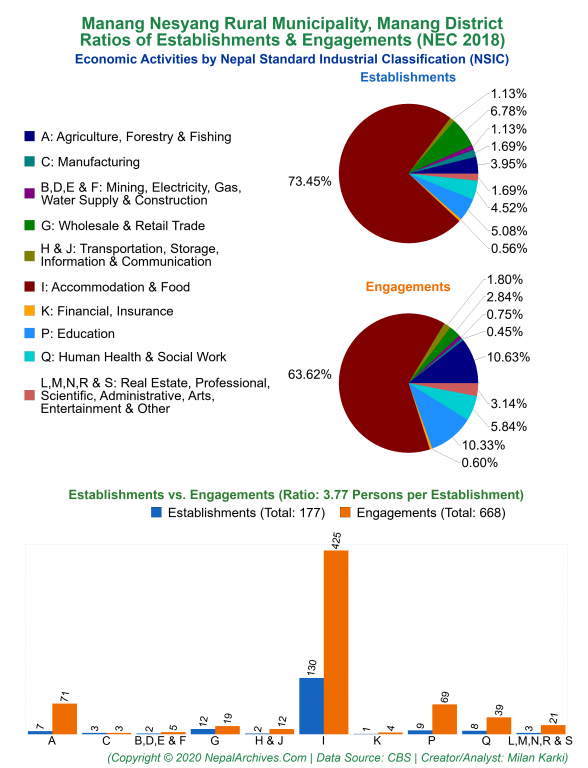 Economic Activities by NSIC Charts of Manang Nesyang Rural Municipality