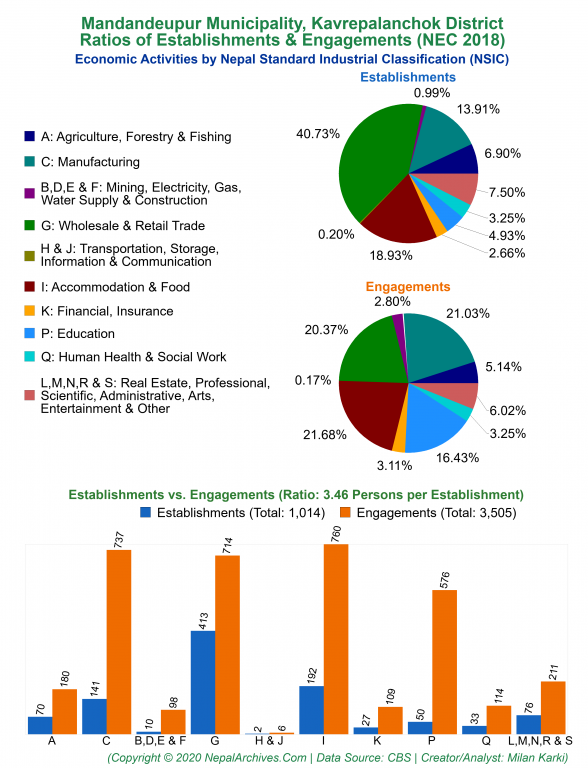 Economic Activities by NSIC Charts of Mandandeupur Municipality