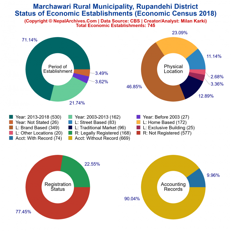 NEC 2018 Economic Establishments Charts of Marchawari Rural Municipality