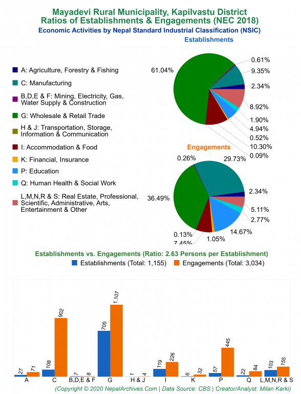 Economic Activities by NSIC Charts of Mayadevi Rural Municipality