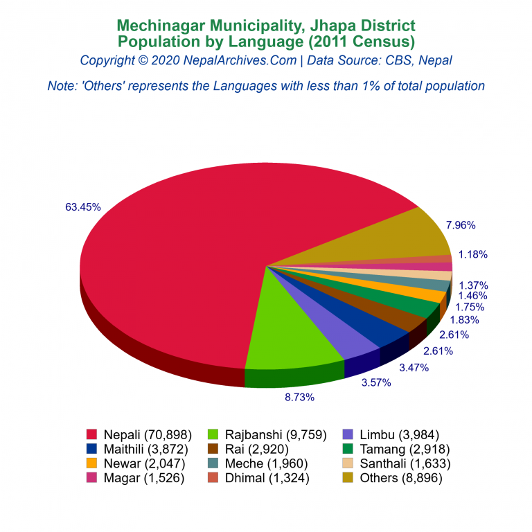 Population by Language Chart of Mechinagar Municipality