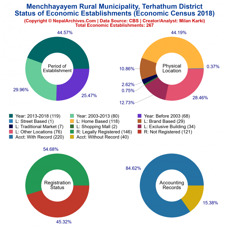 NEC 2018 Economic Establishments Charts of Menchhayayem Rural Municipality