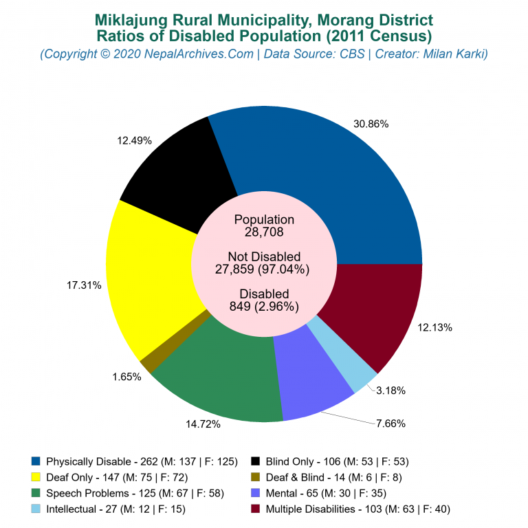 Disabled Population Charts of Miklajung Rural Municipality