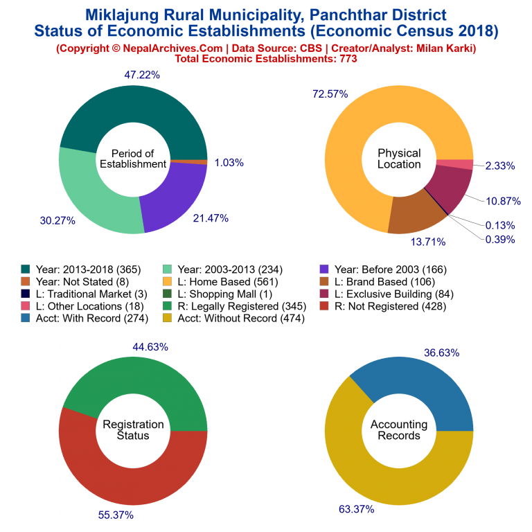 NEC 2018 Economic Establishments Charts of Miklajung Rural Municipality