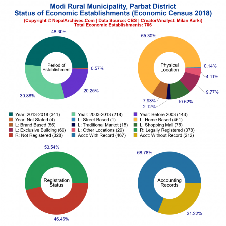 NEC 2018 Economic Establishments Charts of Modi Rural Municipality
