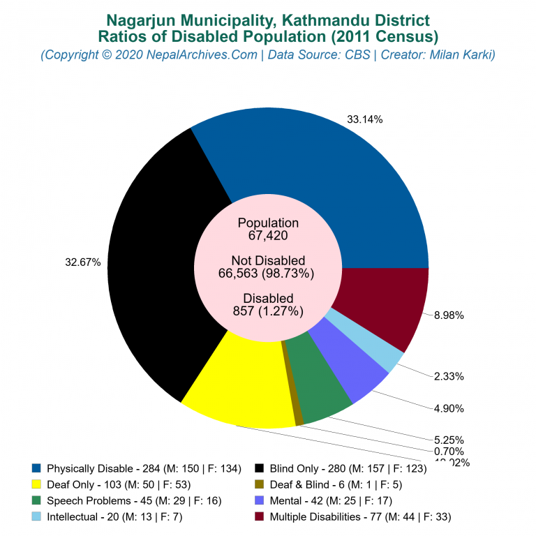 Disabled Population Charts of Nagarjun Municipality