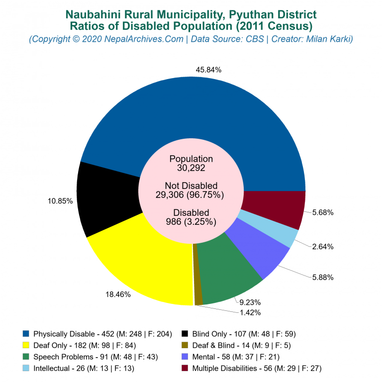 Disabled Population Charts of Naubahini Rural Municipality