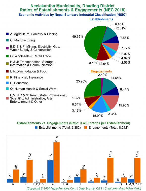 Economic Activities by NSIC Charts of Neelakantha Municipality