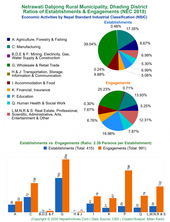 Economic Activities by NSIC Charts of Netrawati Dabjong Rural Municipality