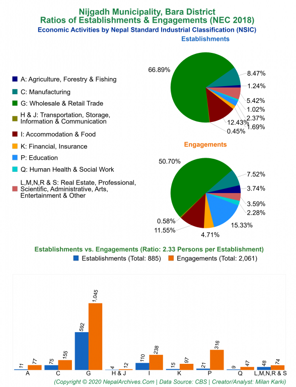 Economic Activities by NSIC Charts of Nijgadh Municipality