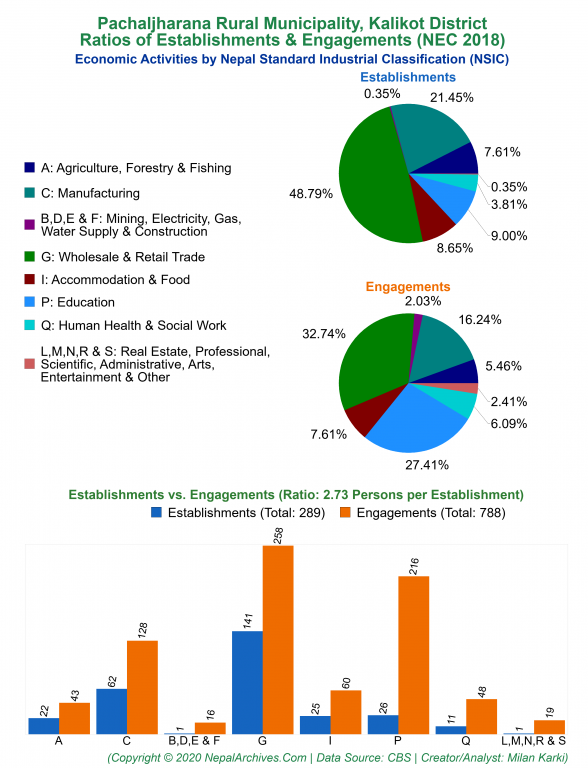 Economic Activities by NSIC Charts of Pachaljharana Rural Municipality