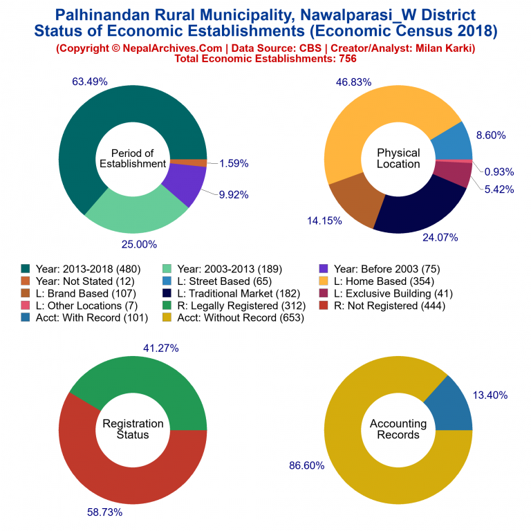 NEC 2018 Economic Establishments Charts of Palhinandan Rural Municipality