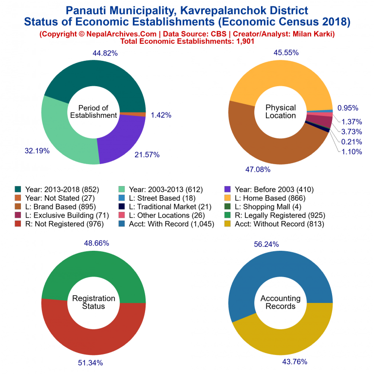 NEC 2018 Economic Establishments Charts of Panauti Municipality