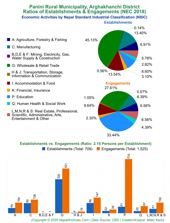 Economic Activities by NSIC Charts of Panini Rural Municipality