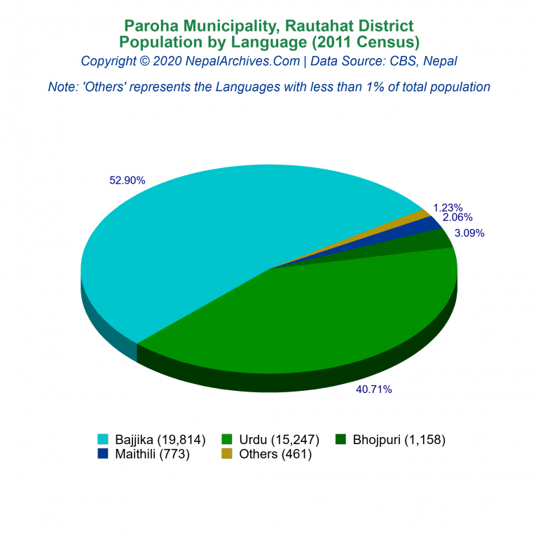 Population by Language Chart of Paroha Municipality