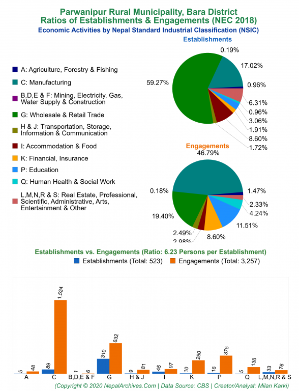 Economic Activities by NSIC Charts of Parwanipur Rural Municipality