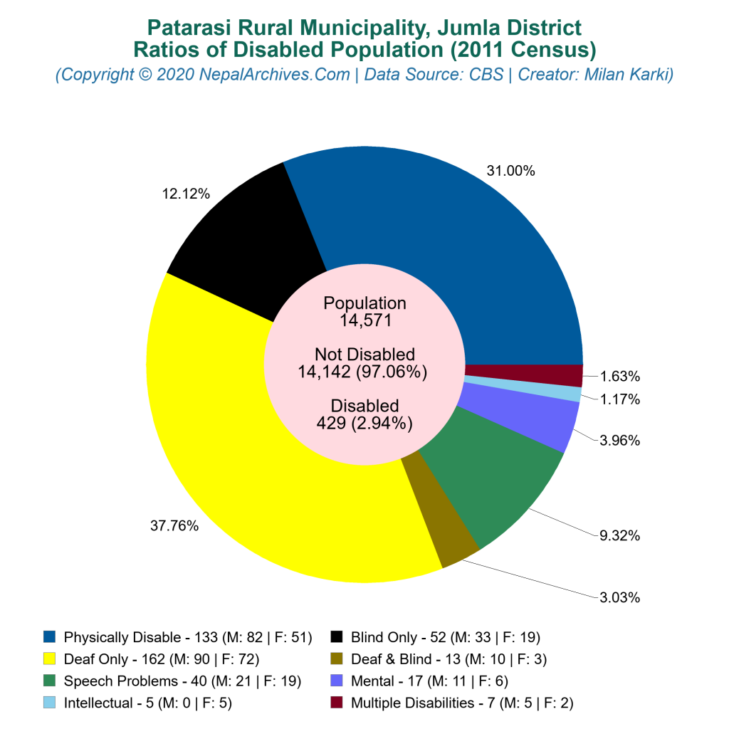 Disabled Population Pie Chart Of Patarasi Rural Municipality Jumla 
