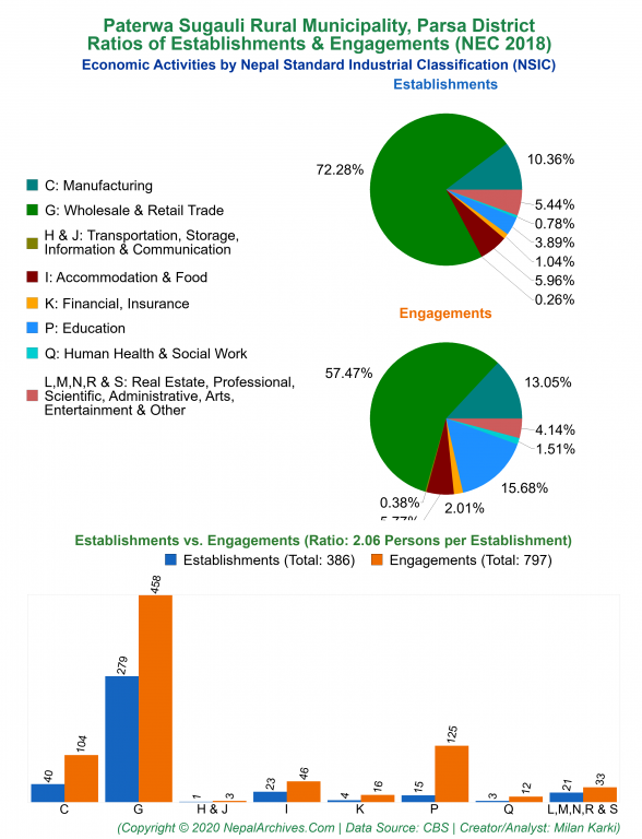 Economic Activities by NSIC Charts of Paterwa Sugauli Rural Municipality