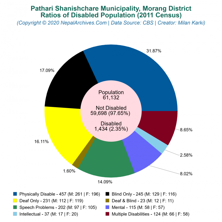 Disabled Population Charts of Pathari Shanishchare Municipality