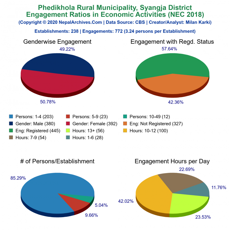 NEC 2018 Economic Engagements Charts of Phedikhola Rural Municipality