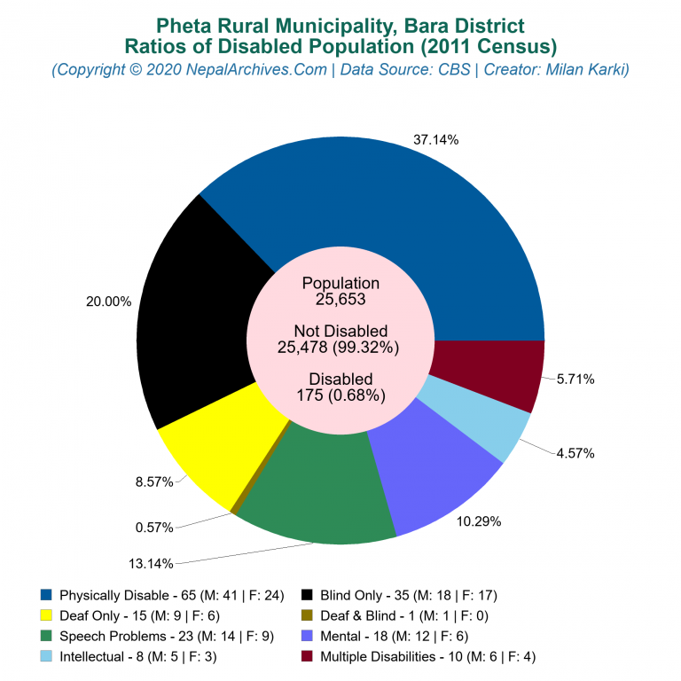 Disabled Population Charts of Pheta Rural Municipality