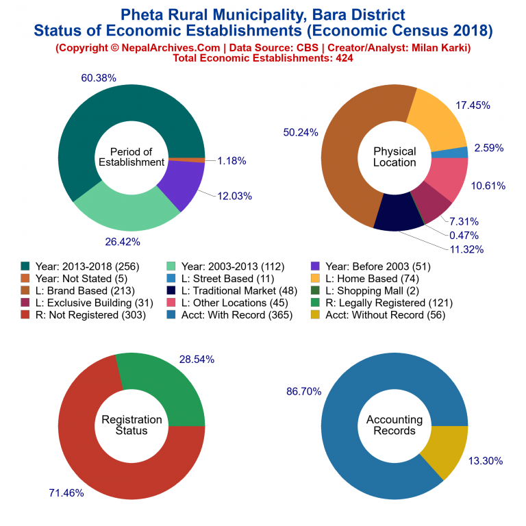 NEC 2018 Economic Establishments Charts of Pheta Rural Municipality