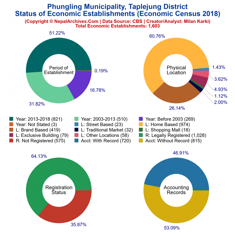 NEC 2018 Economic Establishments Charts of Phungling Municipality