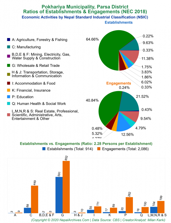 Economic Activities by NSIC Charts of Pokhariya Municipality