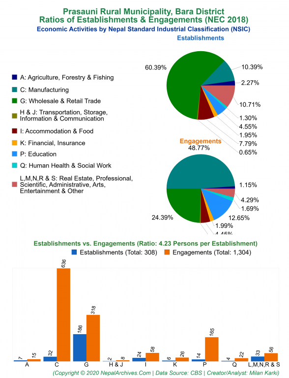 Economic Activities by NSIC Charts of Prasauni Rural Municipality