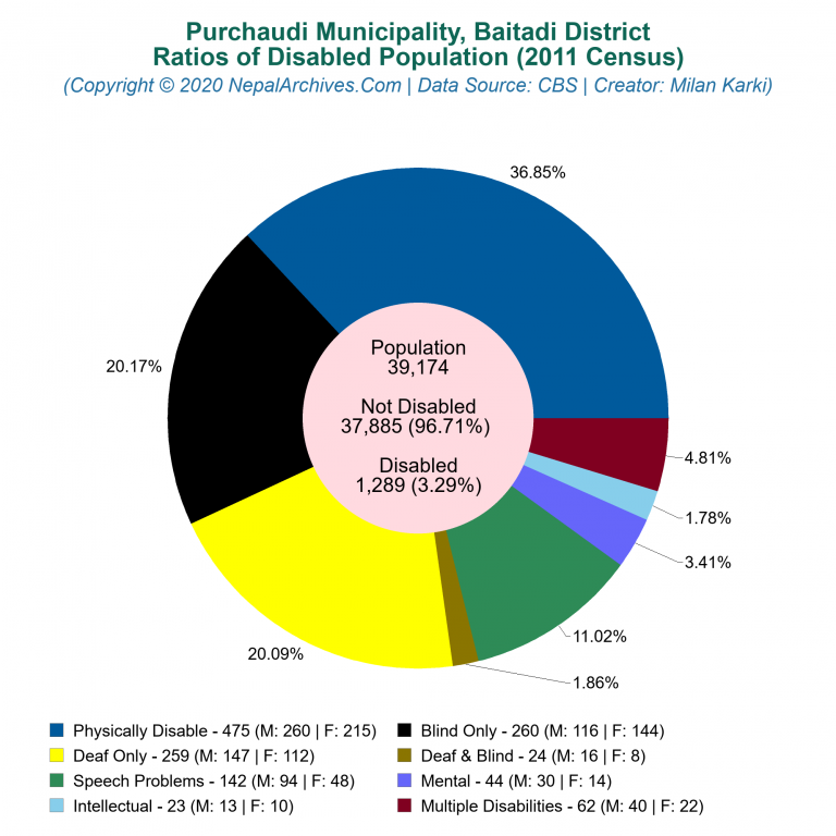 Disabled Population Charts of Purchaudi Municipality